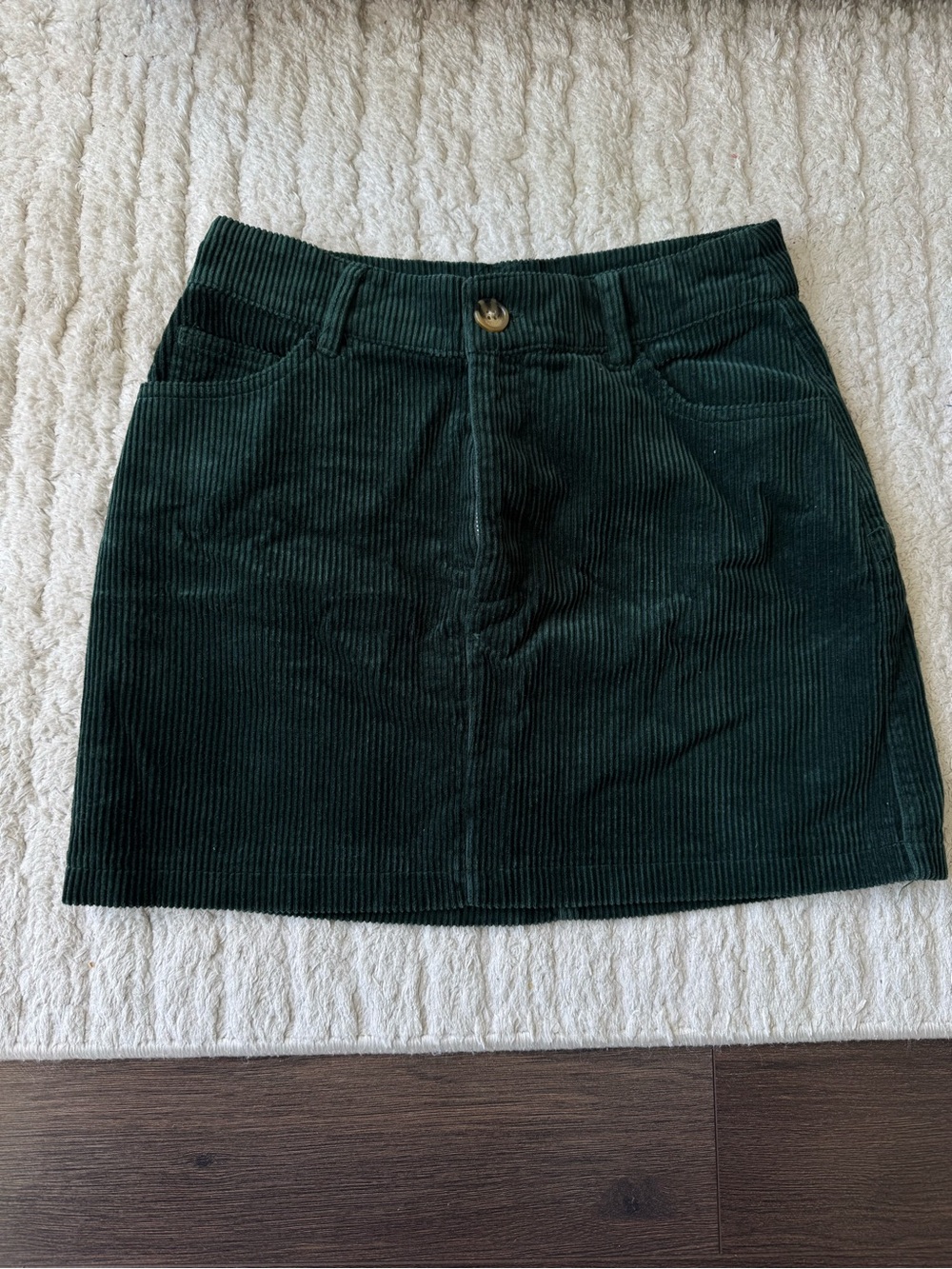 Corduroy Mini Skirt in Dark Green